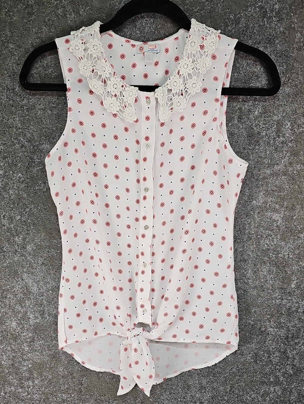 MARVEL by Her Universe, Captain America Sleeveless Blouse, White, Size Small